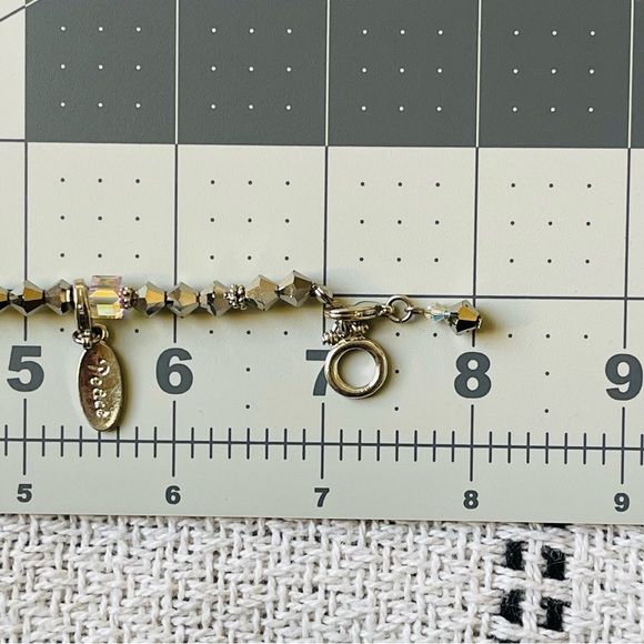 PEACE LOVE HOPE Charms AB Crystal Silver Tone Beaded 7" Bracelet Toggle Clasp - Picture 3 of 14